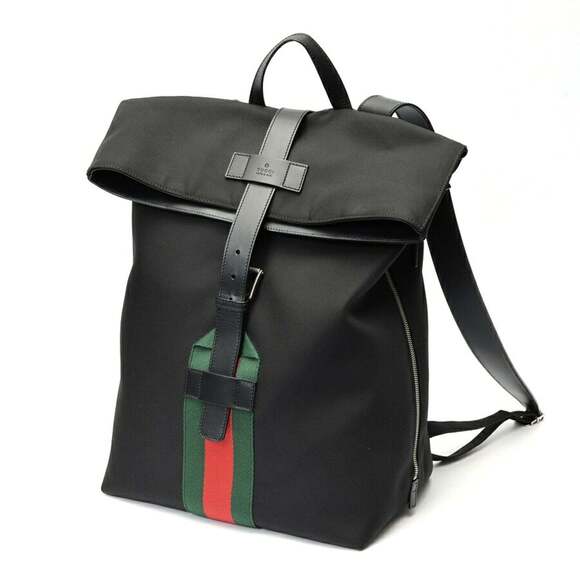 Gucci Handbags - GUCCI Black Leather Backpack